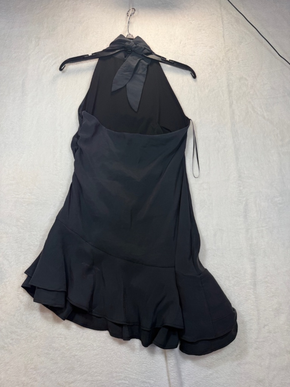Zara Mini Dress Womens Size Medium Black Assymetrical Hem Halter Cocktail - Picture 12 of 12